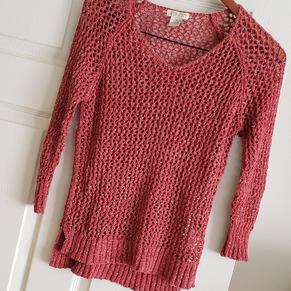 Lucky Brand XS Crochet Knit Sweater Top Excellent - Picture 2 of 6